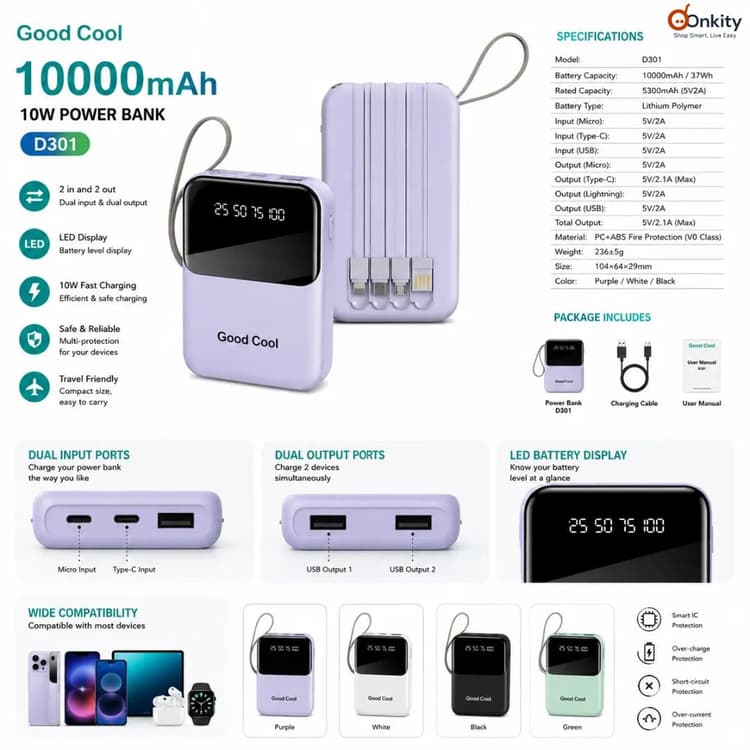 Good Cool D301 10000mAh Fast Charging Power Bank